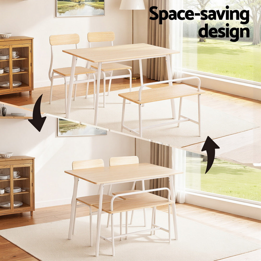 Dining Table And Chairs Set Of 4 Bench Kitchen Furniture Natural And | Natural colour
