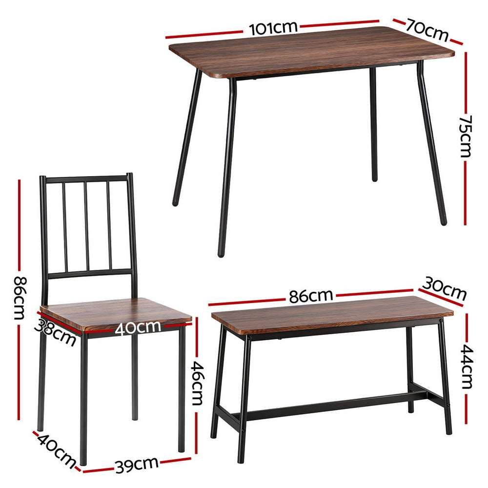 Dining Table And Chairs Set Of 4 Bench Kitchen Furniture Rustic | Dining Set