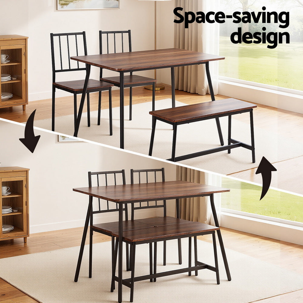 Dining Table And Chairs Set Of 4 Bench Kitchen Furniture Rustic with Dining Set