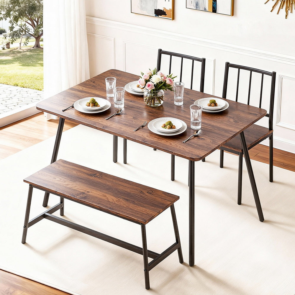 Dining Table And Chairs Set Of 4 Bench Kitchen Furniture Rustic, Dining Set - photo 7
