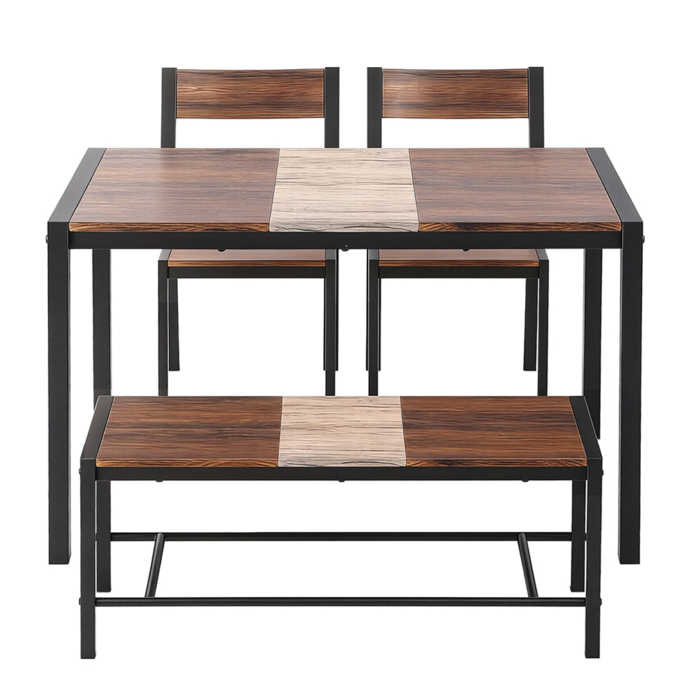 Dining Table And Chairs Set Of 4 Bench Kitchen Furniture Rustic Brown | Dining Set