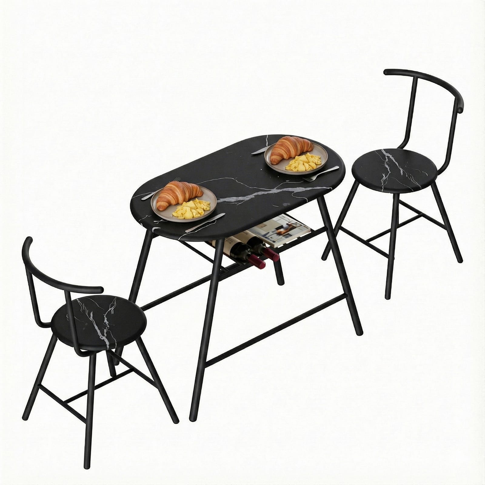 Marble Dining Set Compact 89x50x75cm