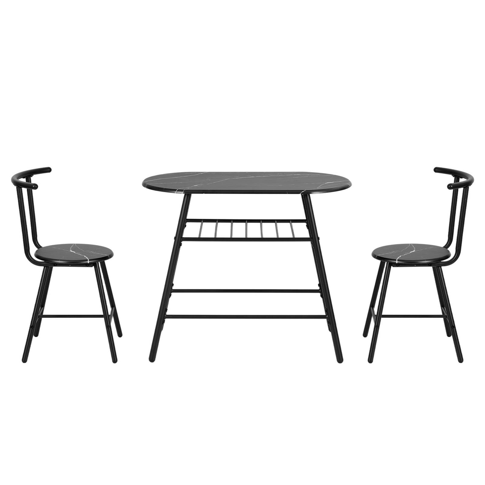 Marble Dining Set Compact 89x50x75cm