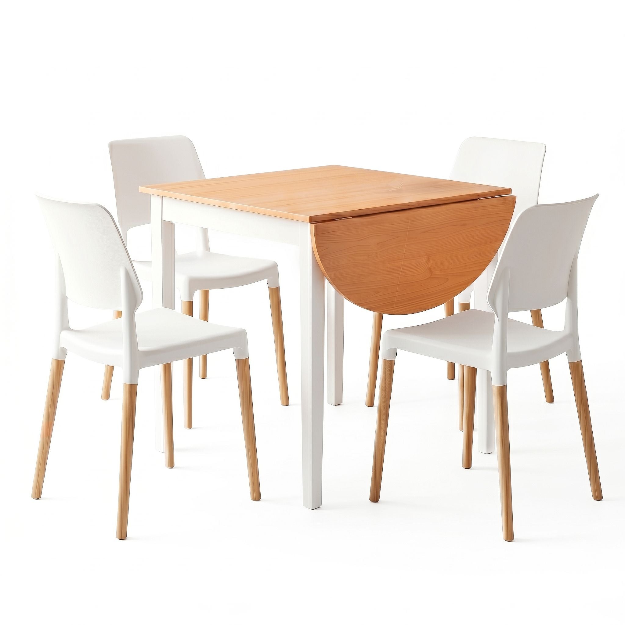 Drop-Leaf Dining Table 4 Chairs Set White | Simpledeals