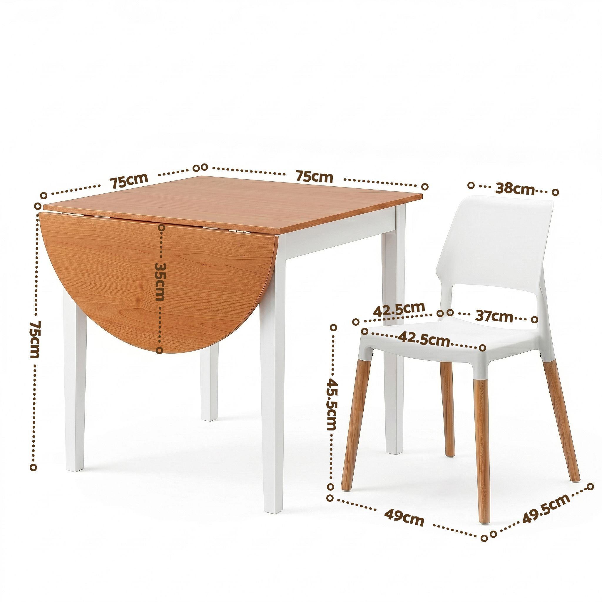 Drop-Leaf Dining Table 4 Chairs Set White | Simpledeals