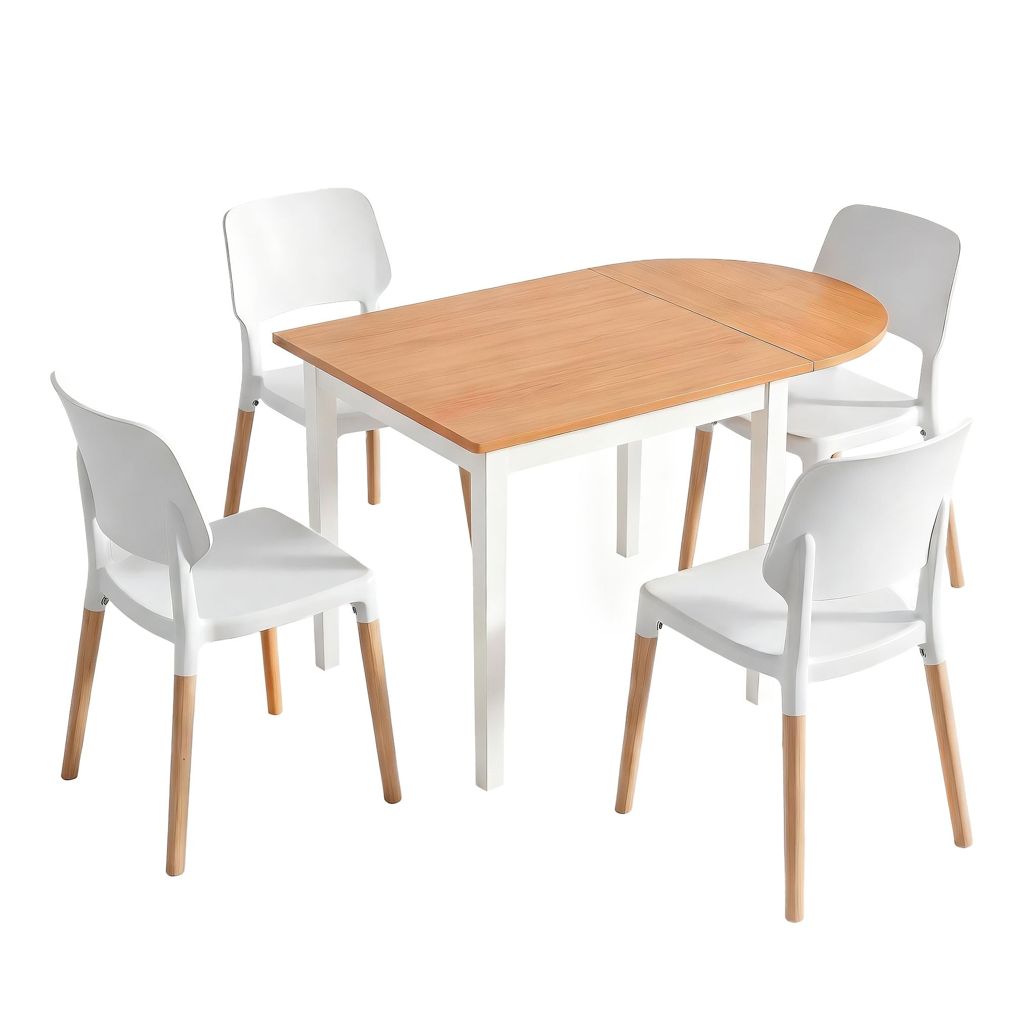 Drop-Leaf Dining Table 4 Chairs Set White | Simpledeals