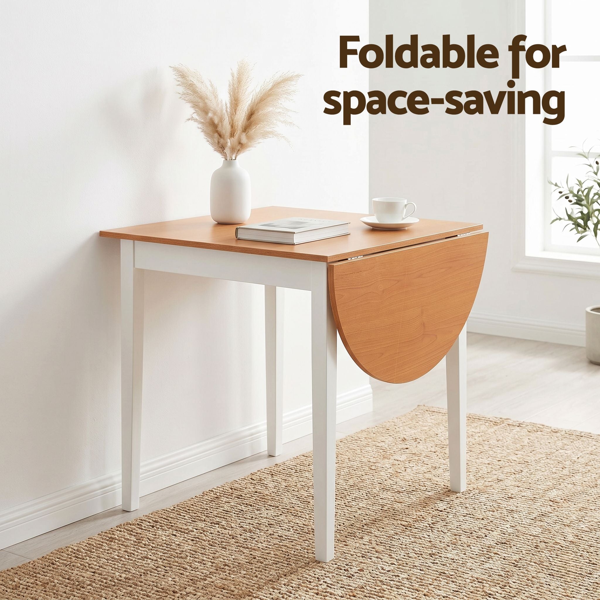 Drop-Leaf Dining Table 4 Chairs Set White | Simpledeals