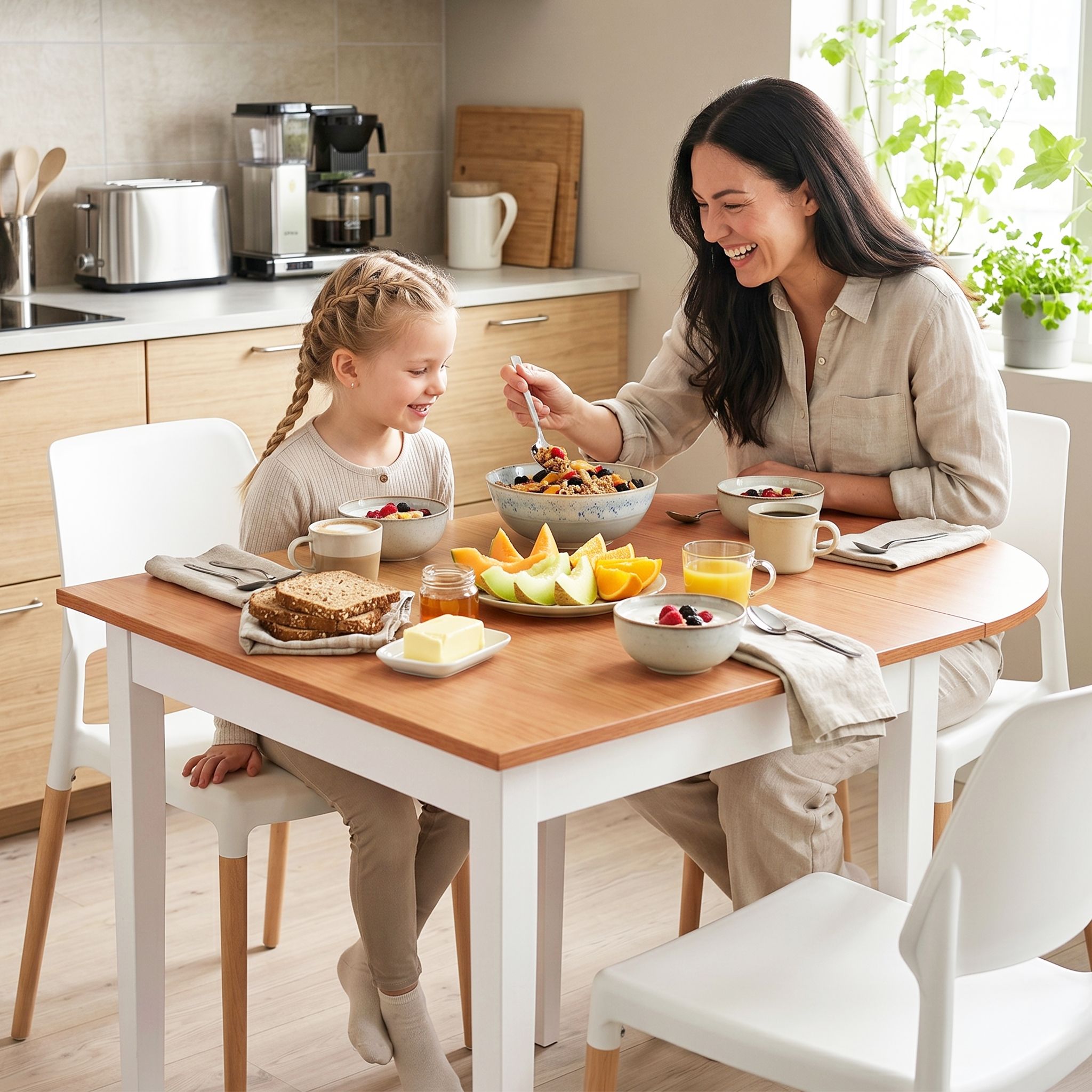 Drop-Leaf Dining Table 4 Chairs Set White | Simpledeals