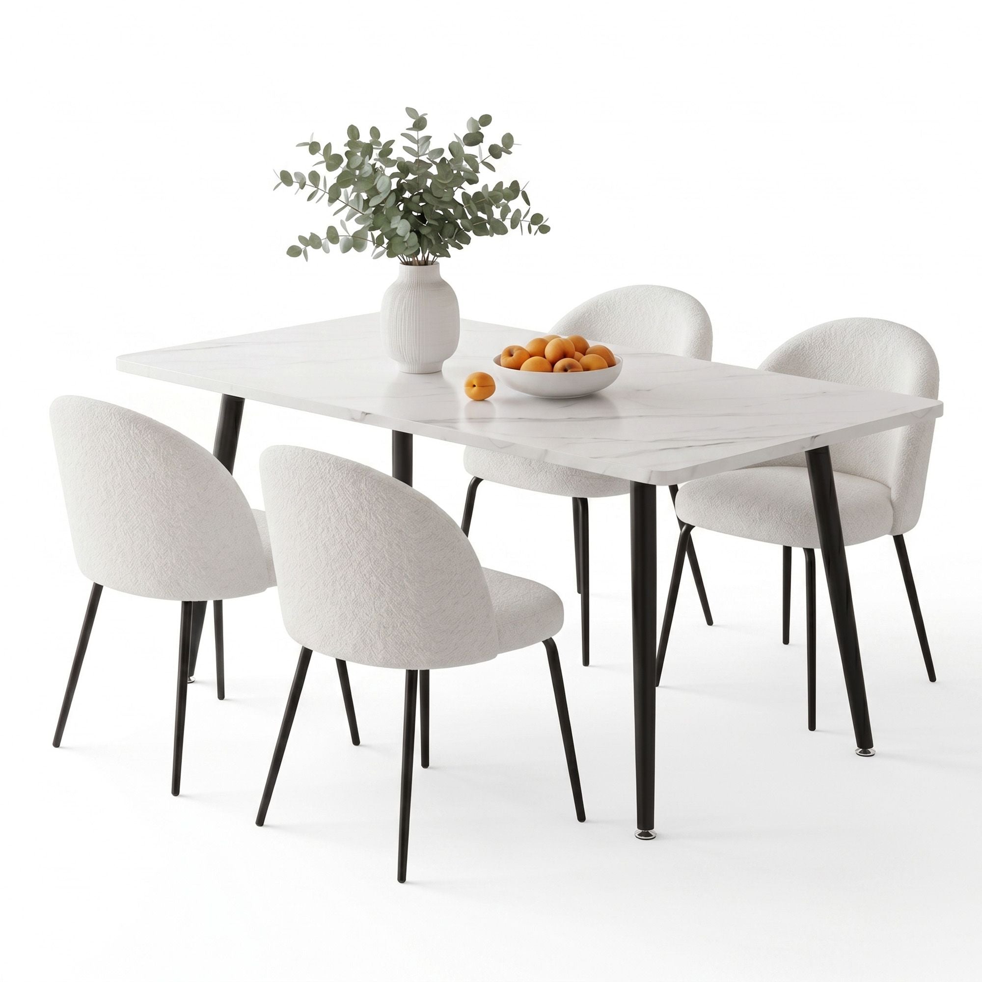 5-Piece Marble Dining Table Chair Set | Simpledeals