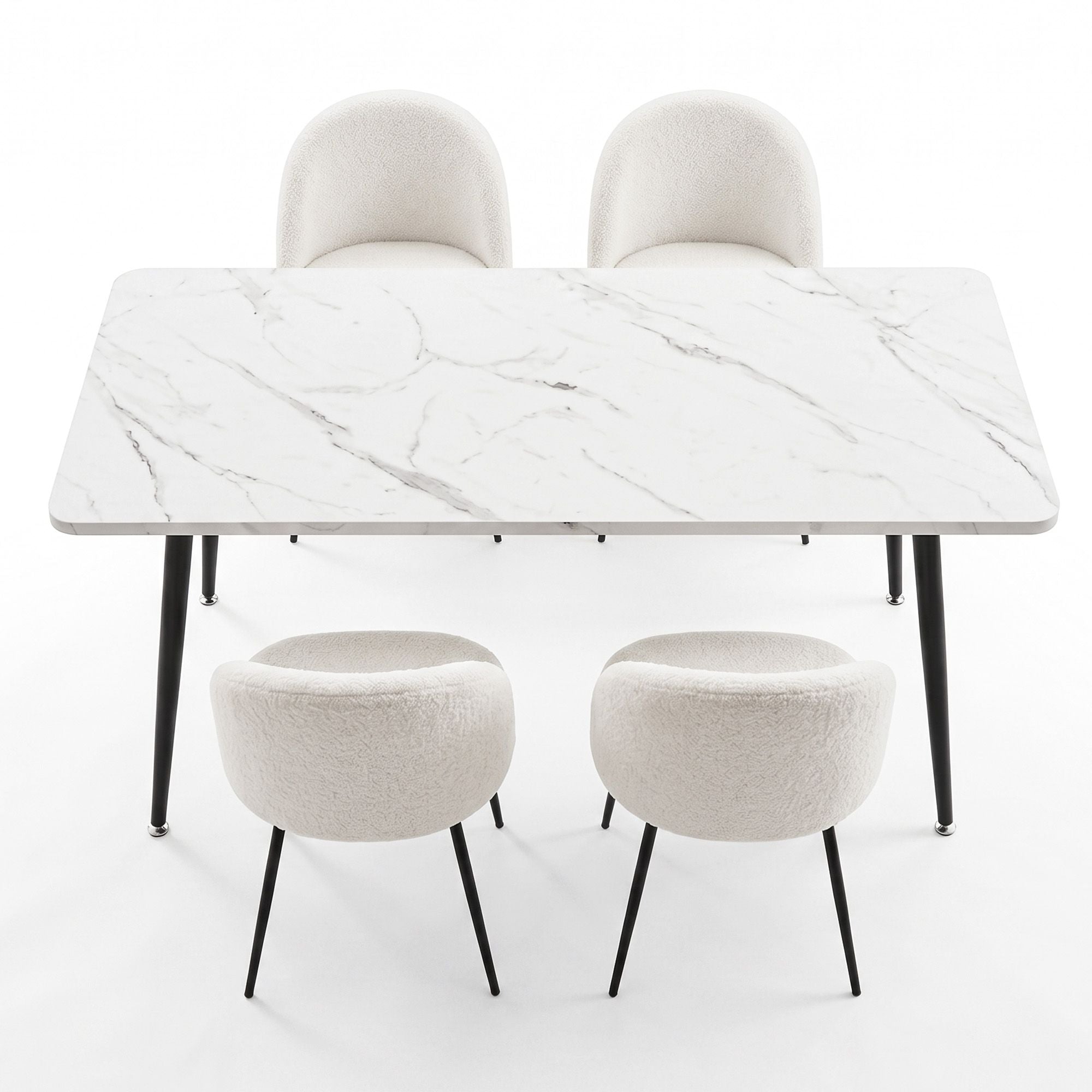 5-Piece Marble Dining Table Chair Set | Simpledeals