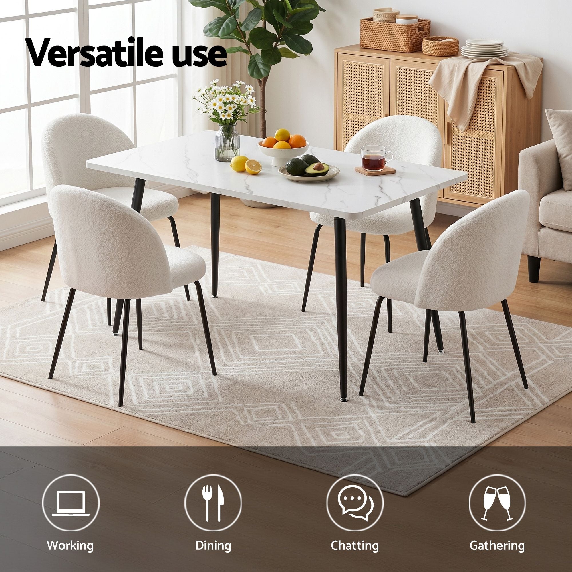 5-Piece Marble Dining Table Chair Set | Simpledeals