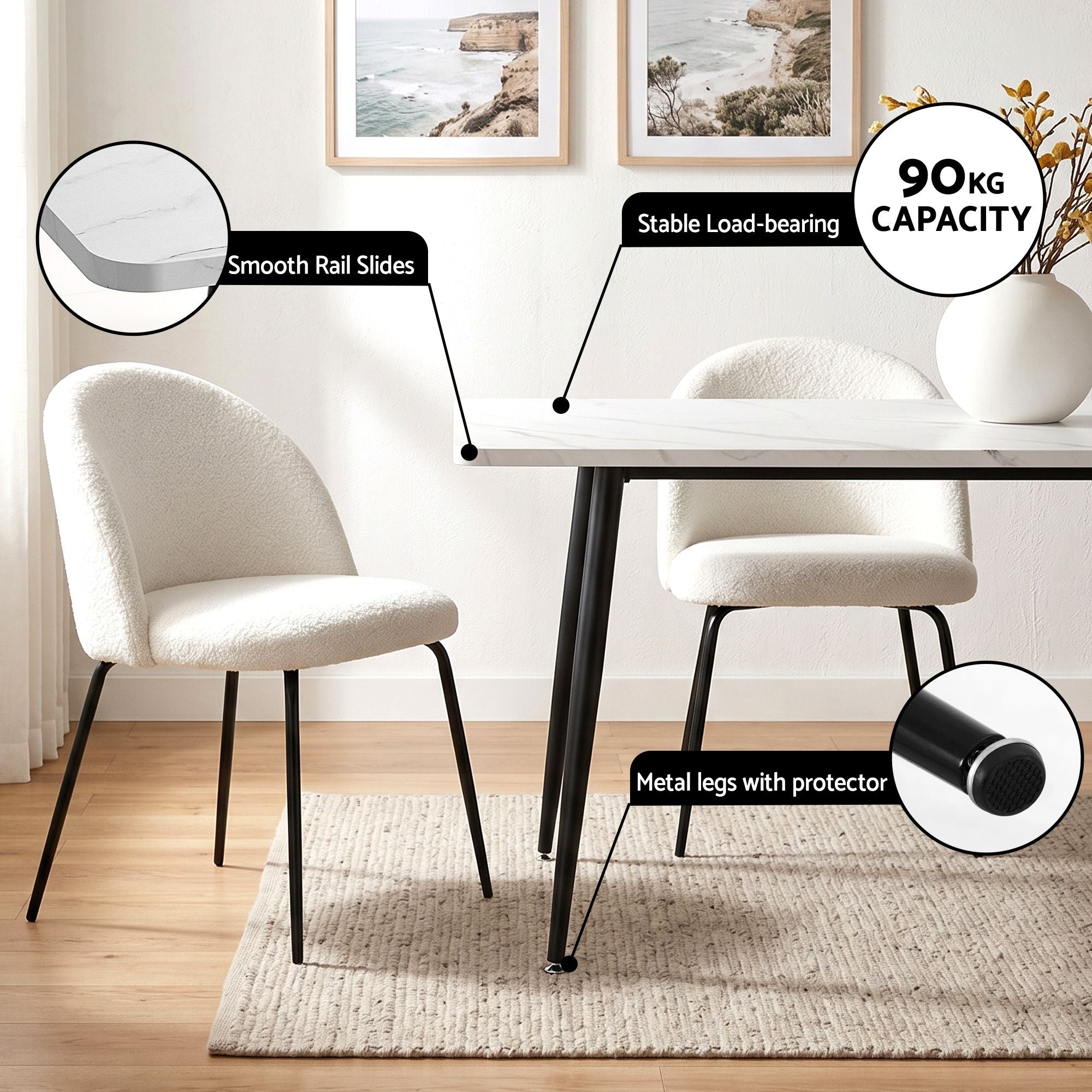 5-Piece Marble Dining Table Chair Set | Simpledeals