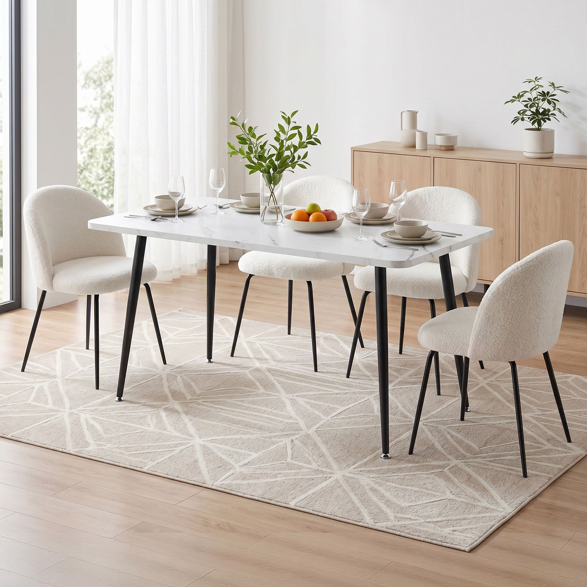 5-Piece Marble Dining Table Chair Set | Simpledeals