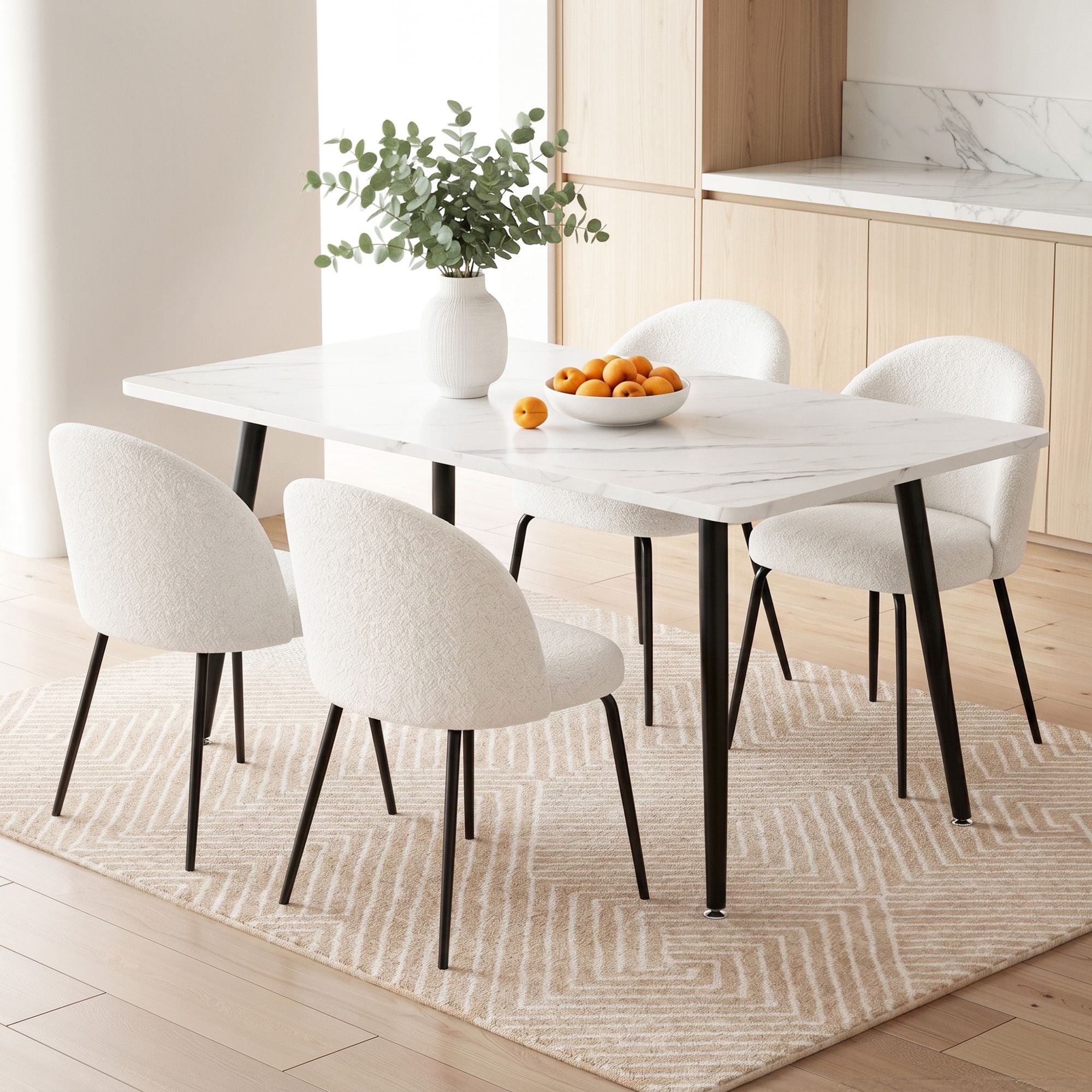 5-Piece Marble Dining Table Chair Set | Simpledeals