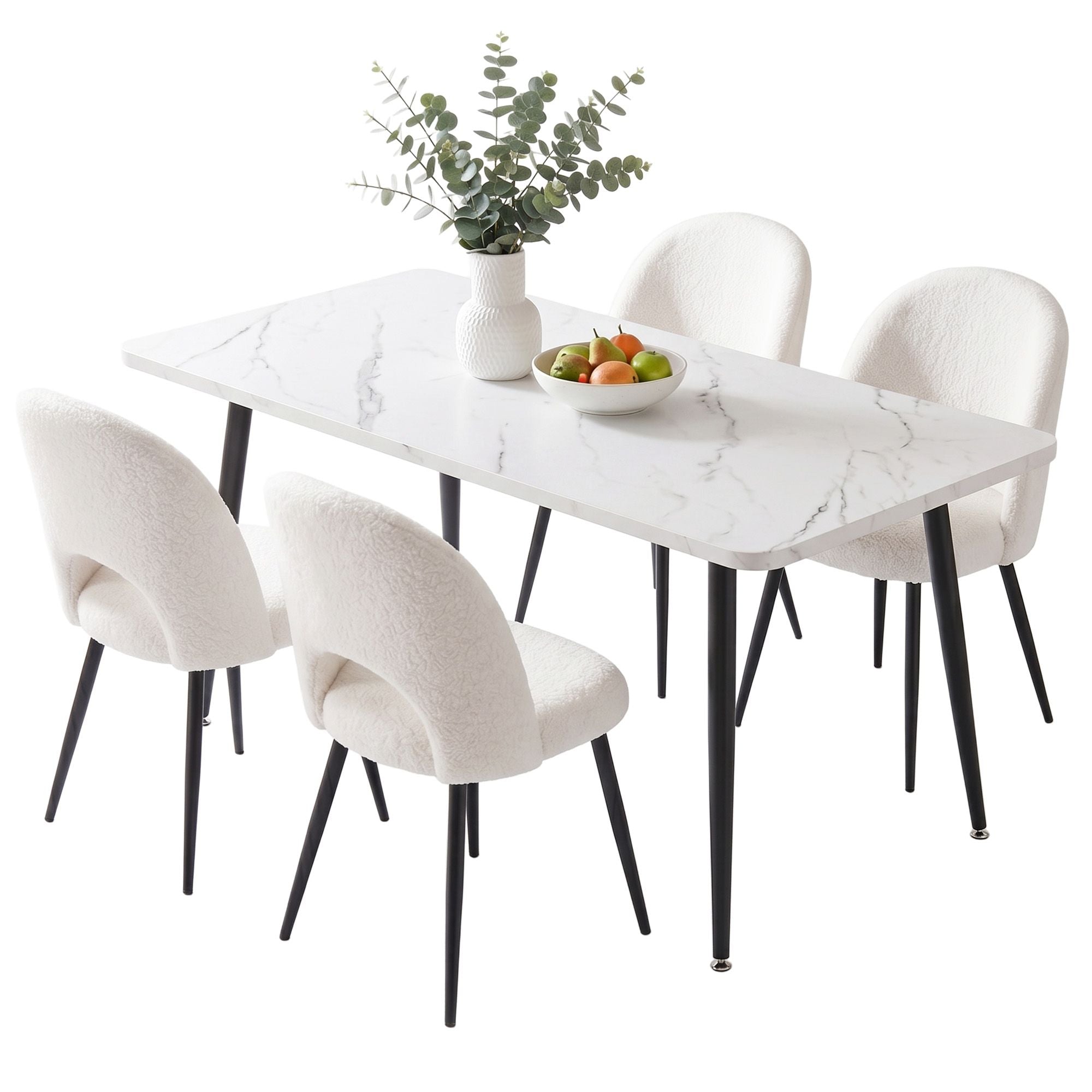 5-Piece Marble Dining Table Chair Set | Simpledeals