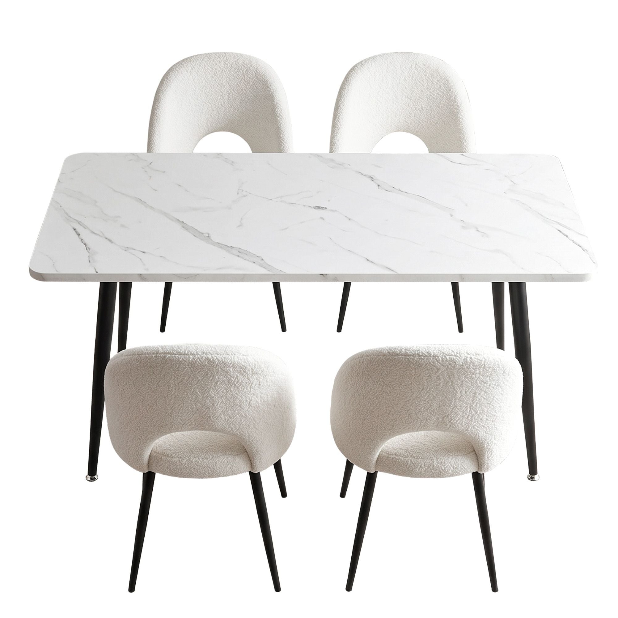 5-Piece Marble Dining Table Chair Set | Simpledeals