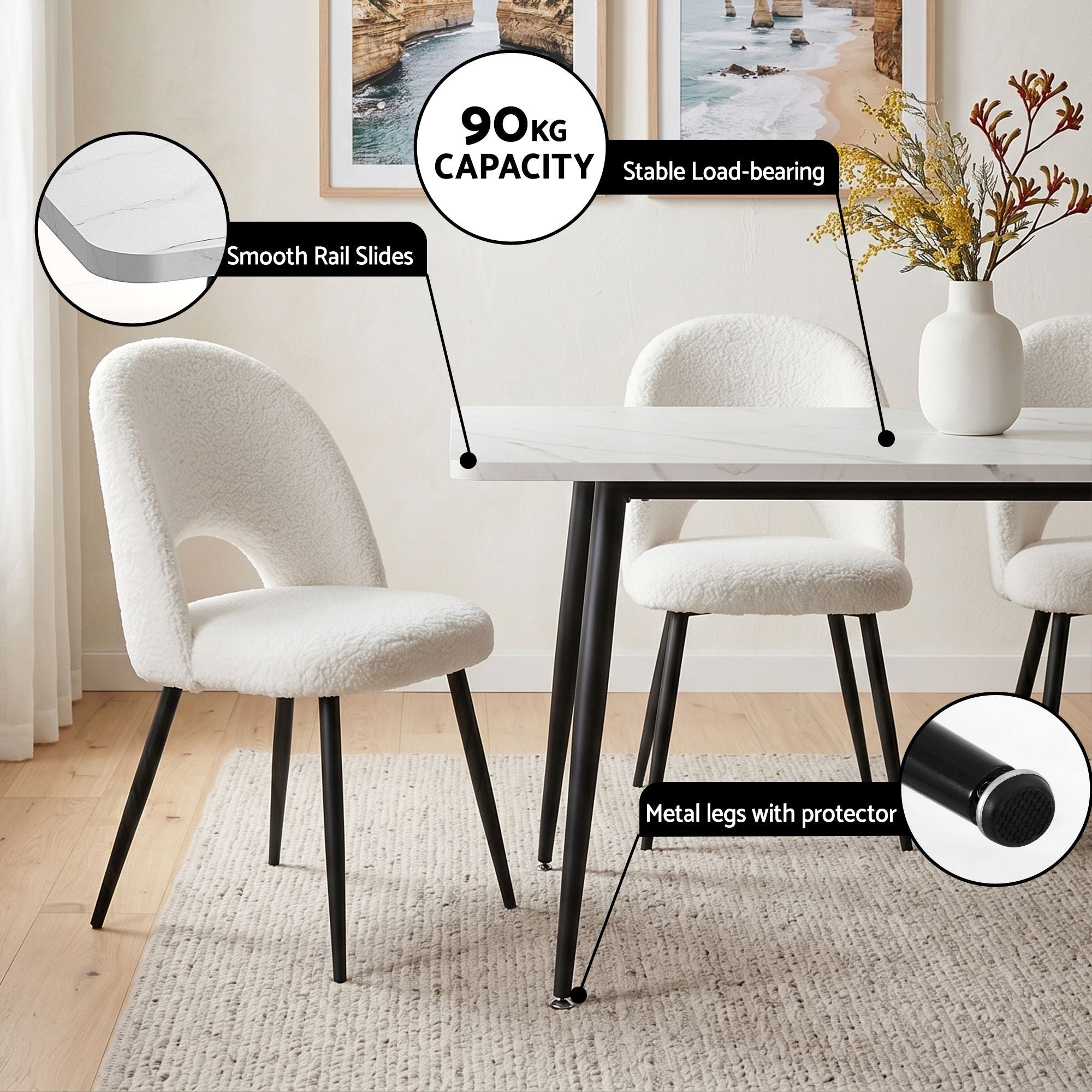 5-Piece Marble Dining Table Chair Set | Simpledeals