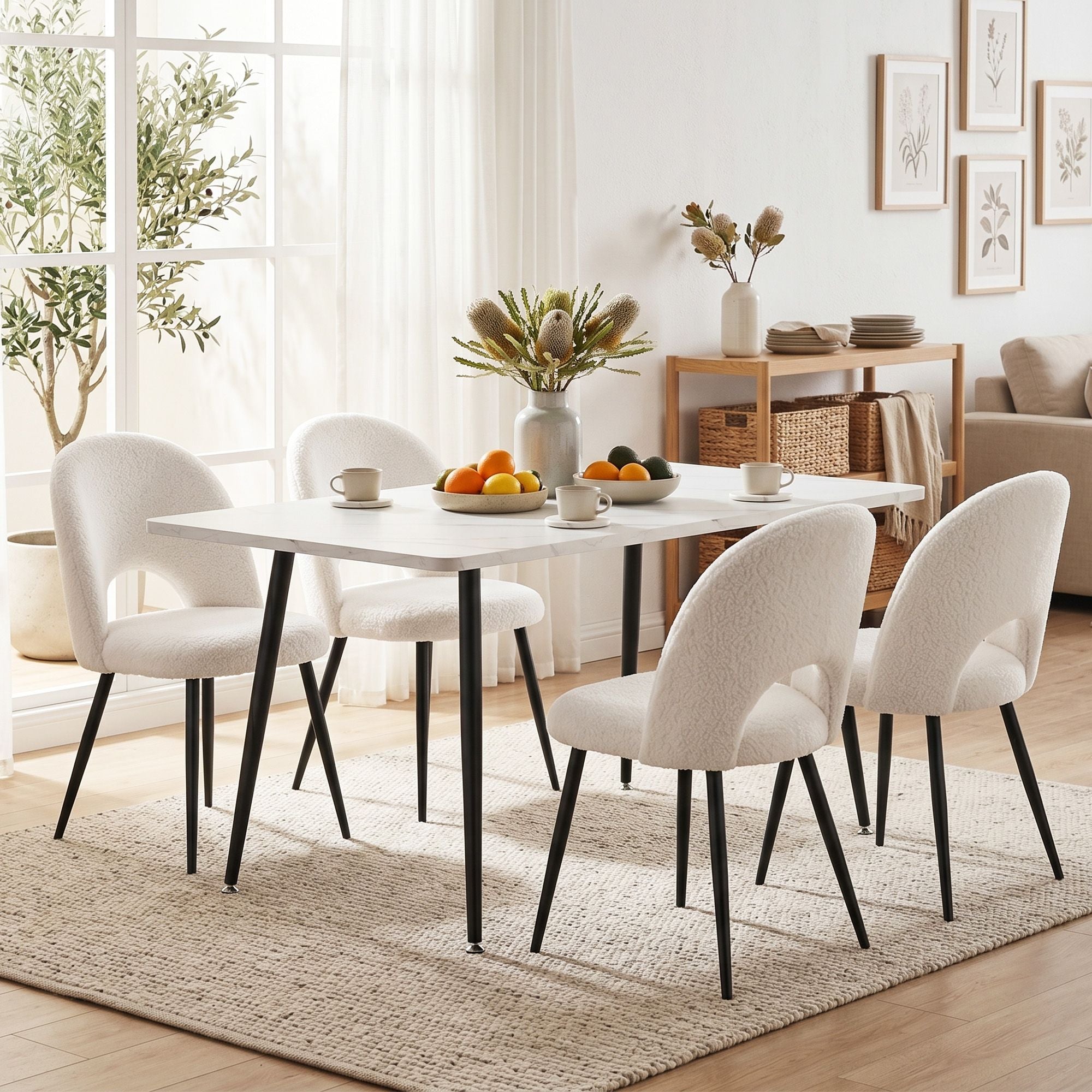 5-Piece Marble Dining Table Chair Set | Simpledeals
