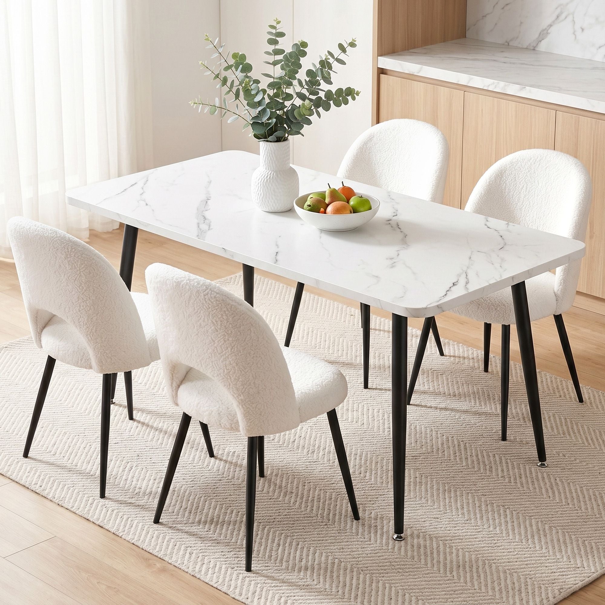 5-Piece Marble Dining Table Chair Set | Simpledeals