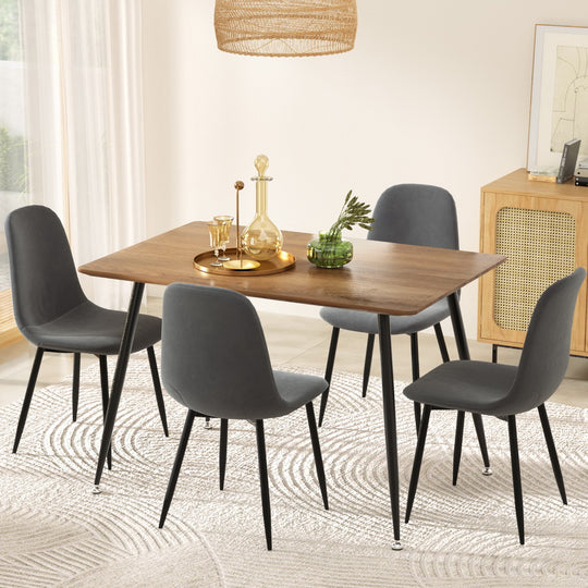 1 Dining Table and 4 Chairs Set Grey Metal | Grey colour