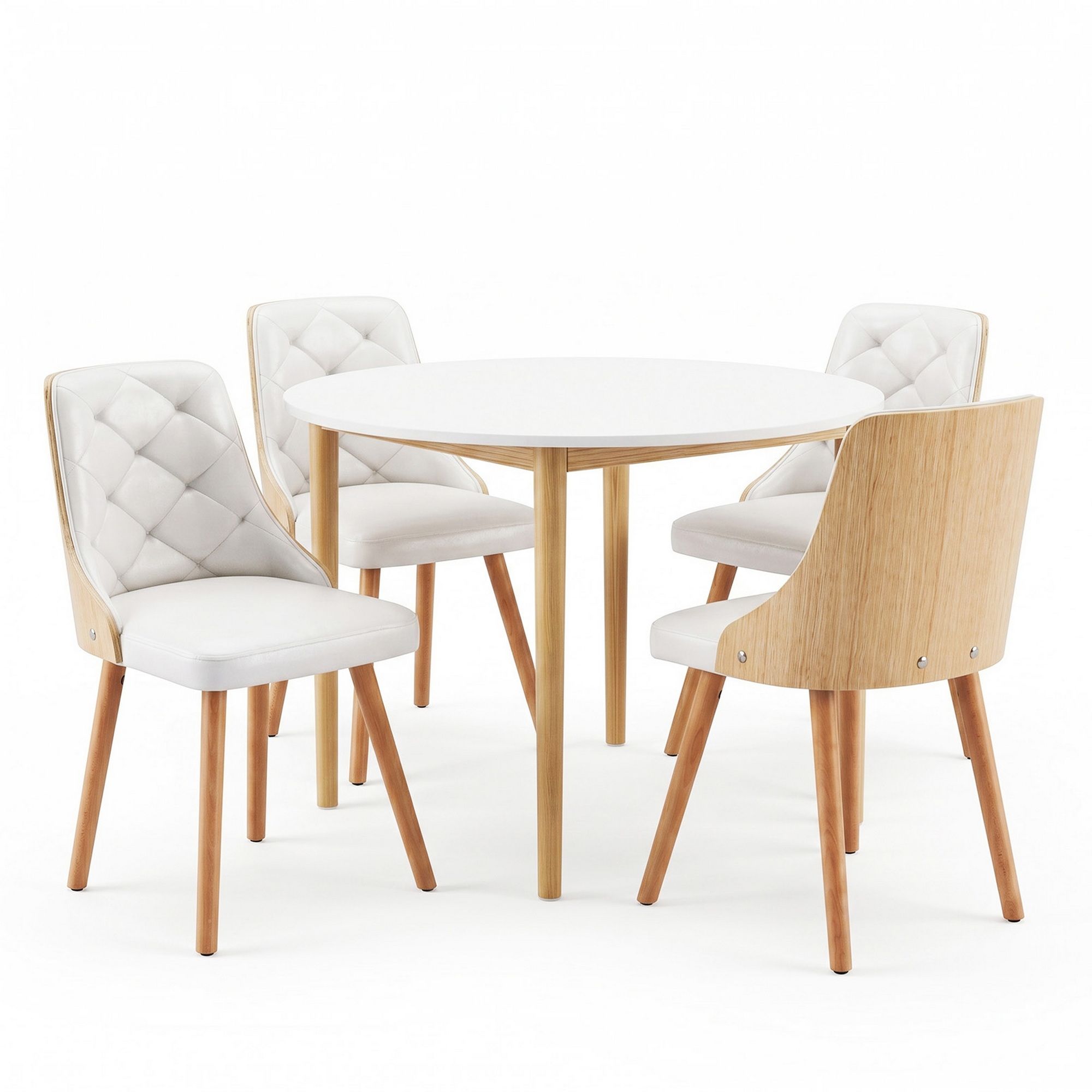 Round Dining Table Chairs Set 5pc White | Simpledeals