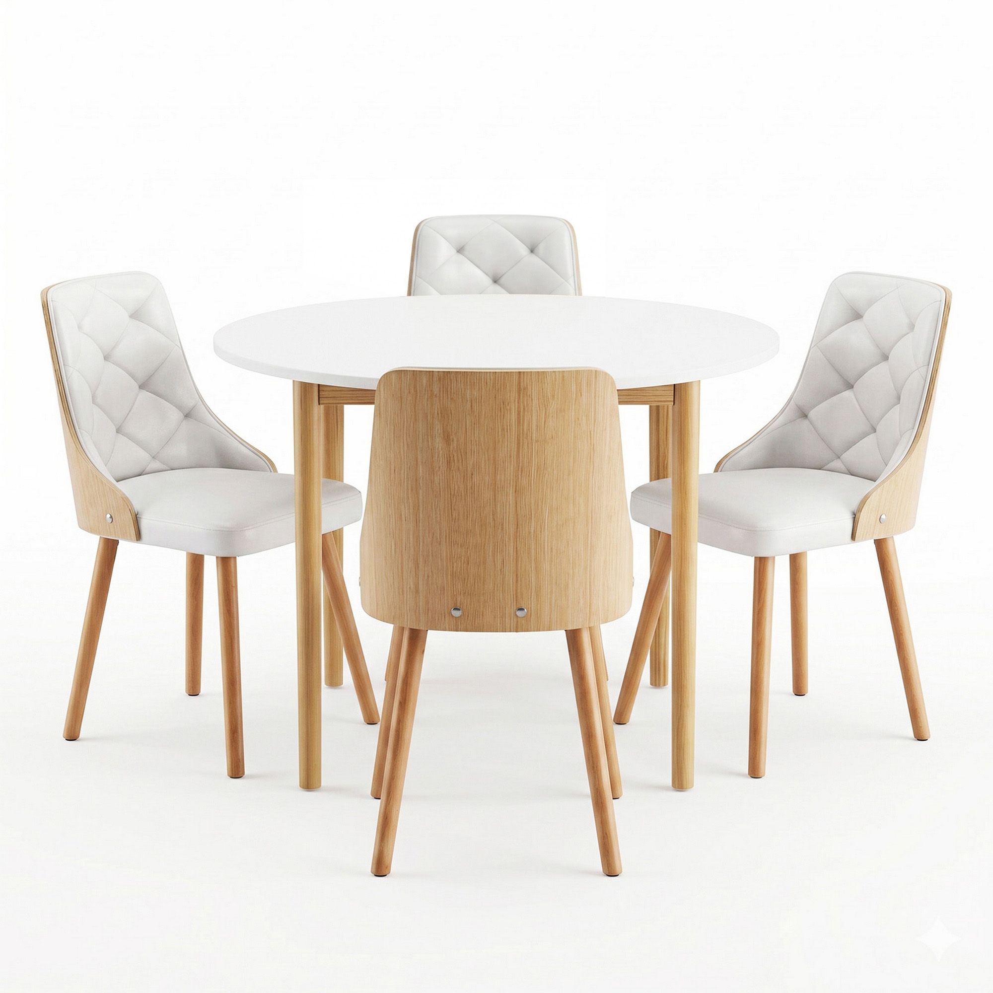 Round Dining Table Chairs Set 5pc White | Simpledeals