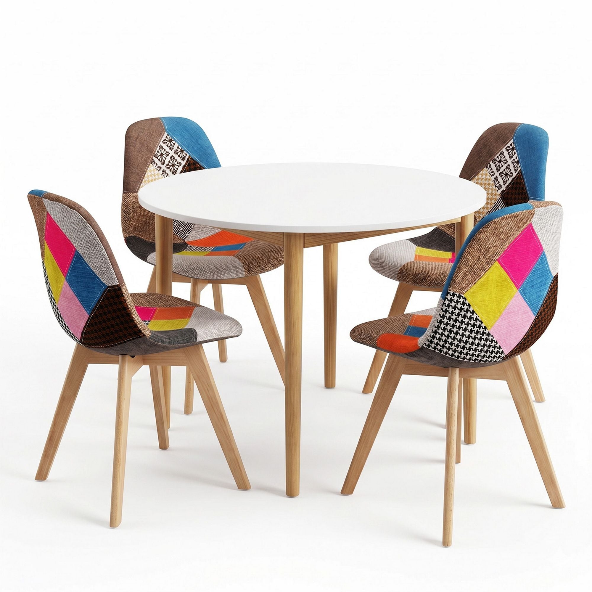 Round Dining Table 4 Eiffel Chairs Set | Simpledeals