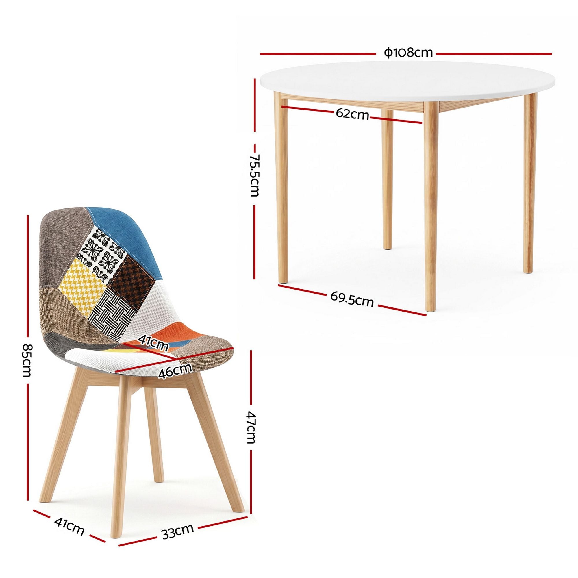 Round Dining Table 4 Eiffel Chairs Set | Simpledeals