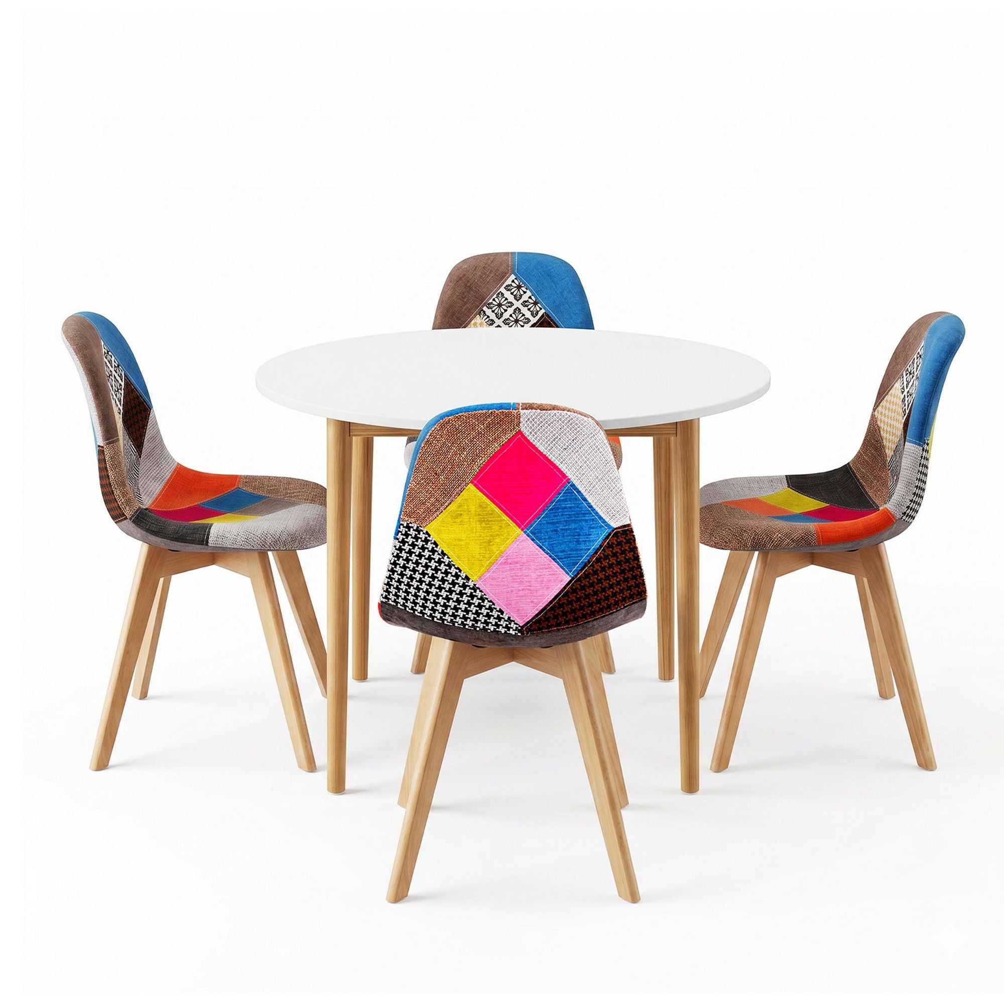 Round Dining Table 4 Eiffel Chairs Set | Simpledeals