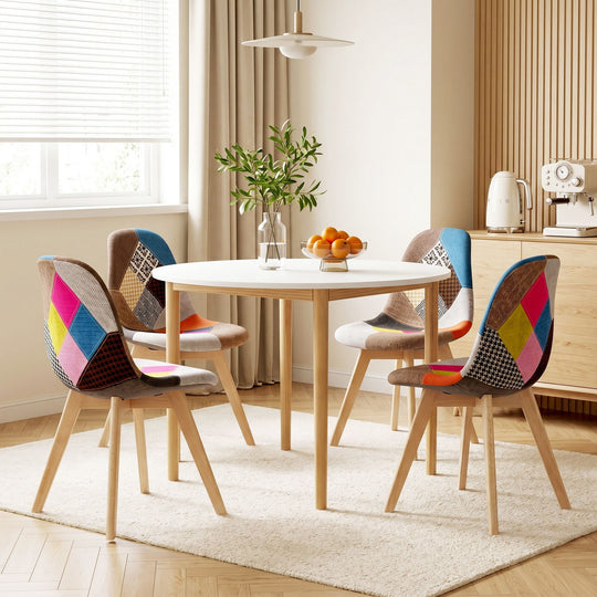 Round Dining Table 4 Eiffel Chairs Set - Dining Set