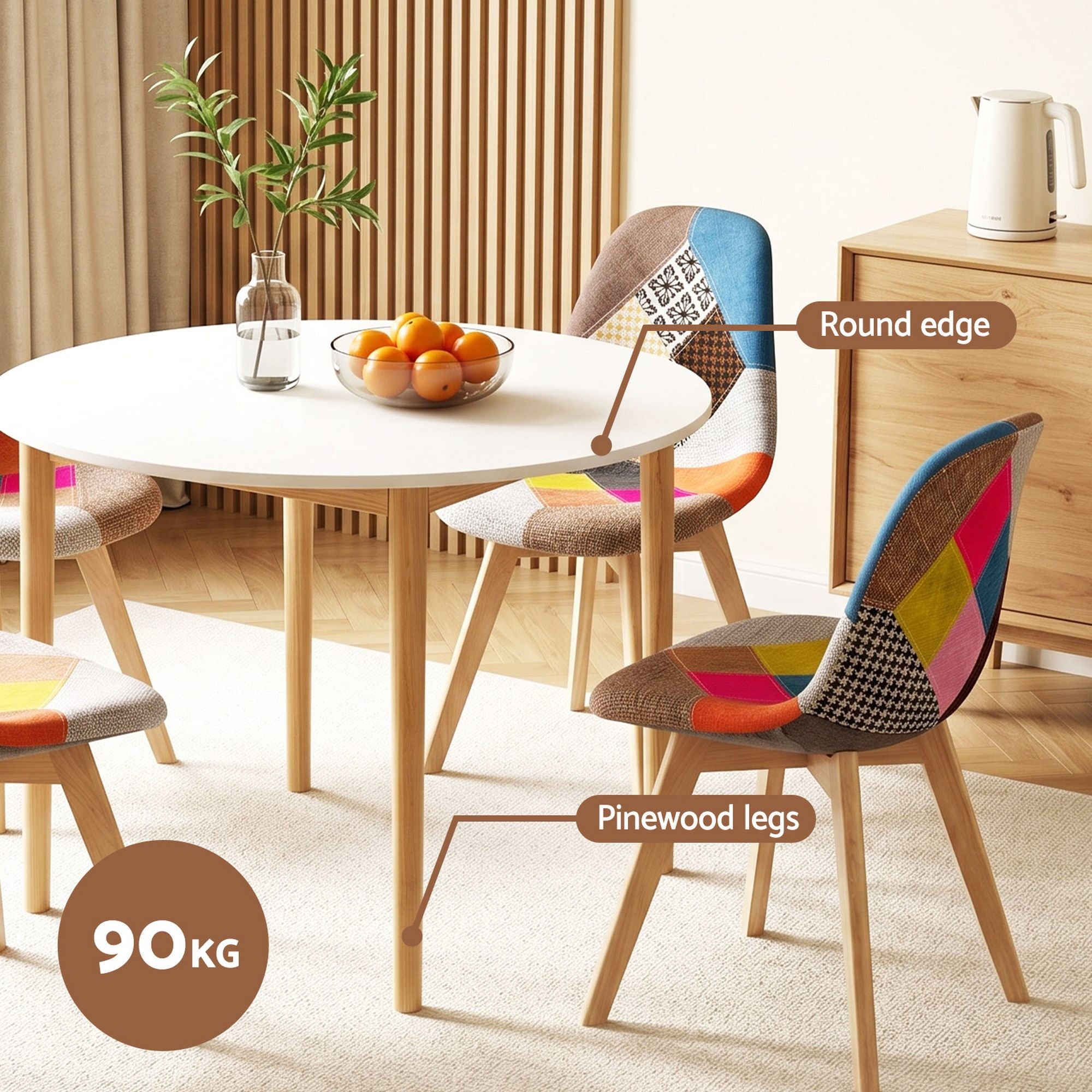 Round Dining Table 4 Eiffel Chairs Set | Simpledeals