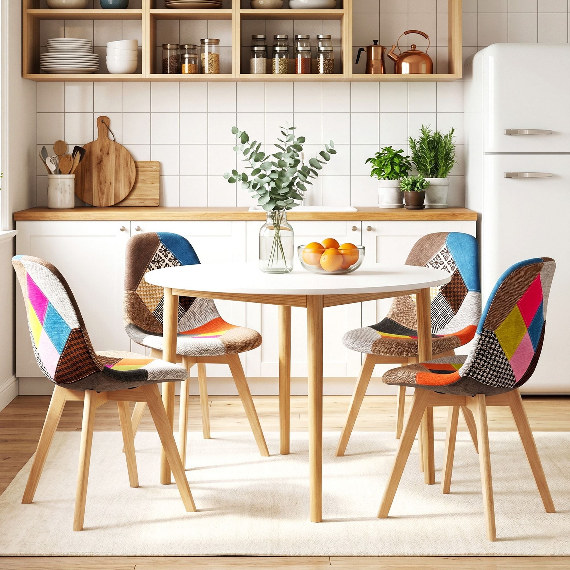 Round Dining Table 4 Eiffel Chairs Set | Simpledeals