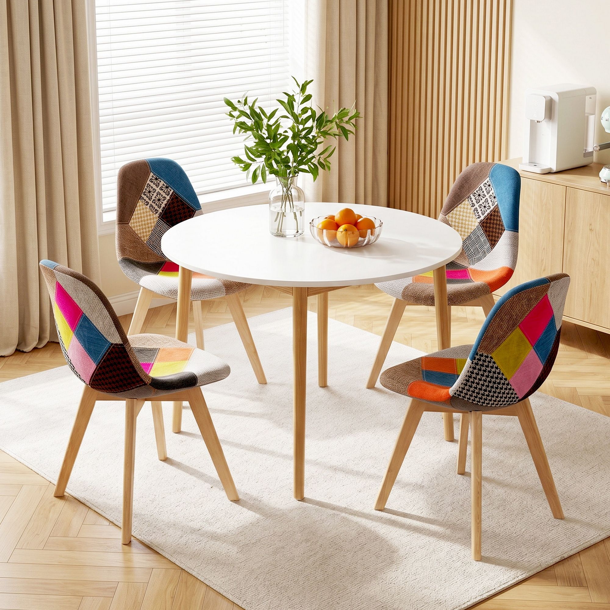 Round Dining Table 4 Eiffel Chairs Set | Simpledeals
