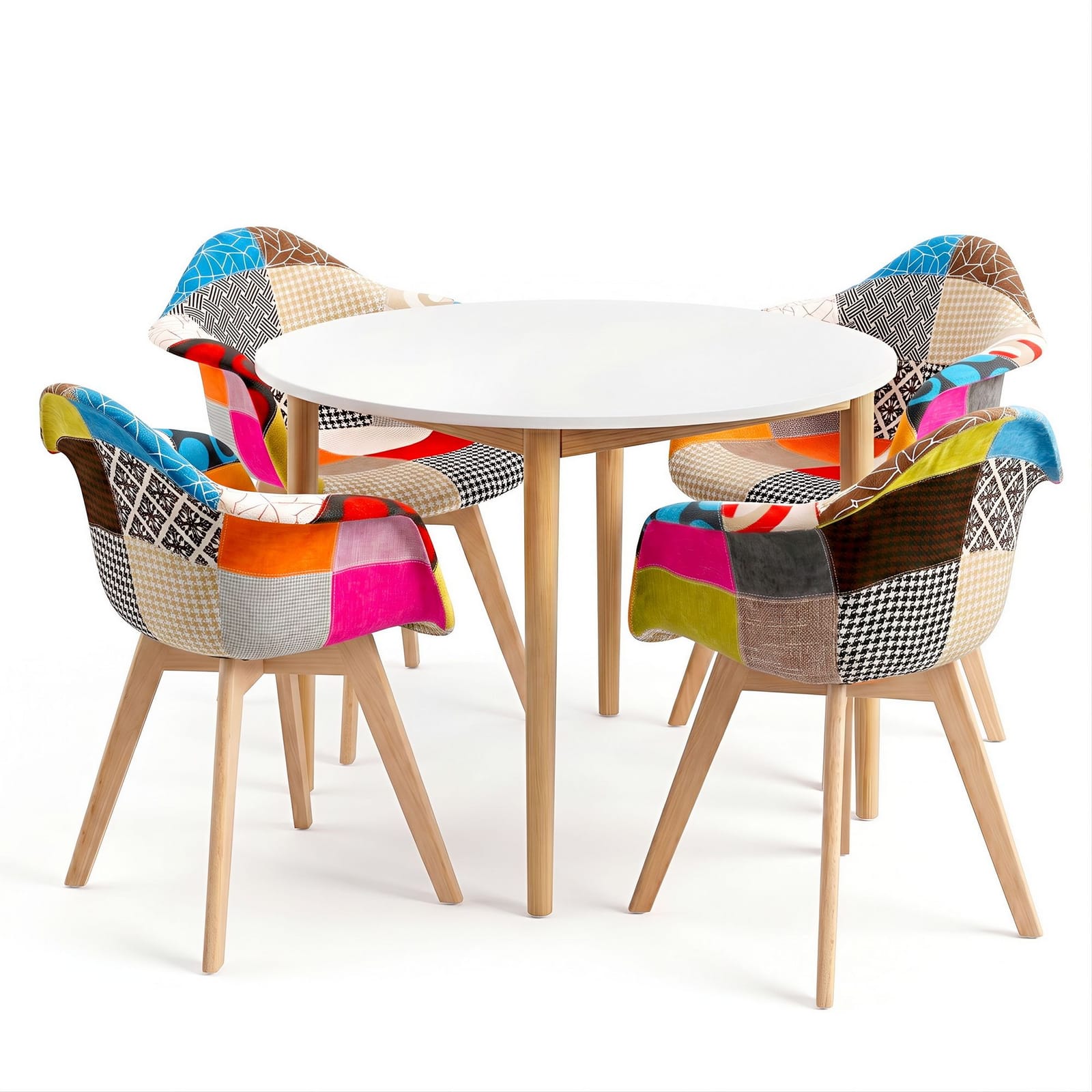Round Dining Table Set White 49x42x84cm