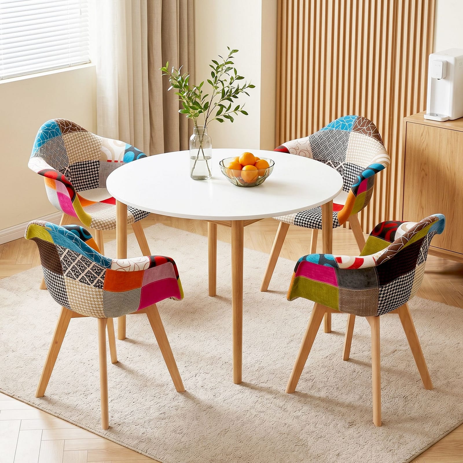 Round Dining Table Set White 49x42x84cm
