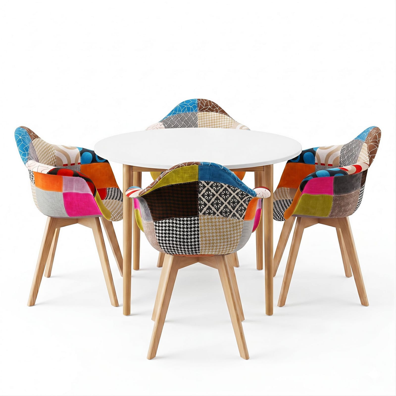 Round Dining Table Set White 49x42x84cm