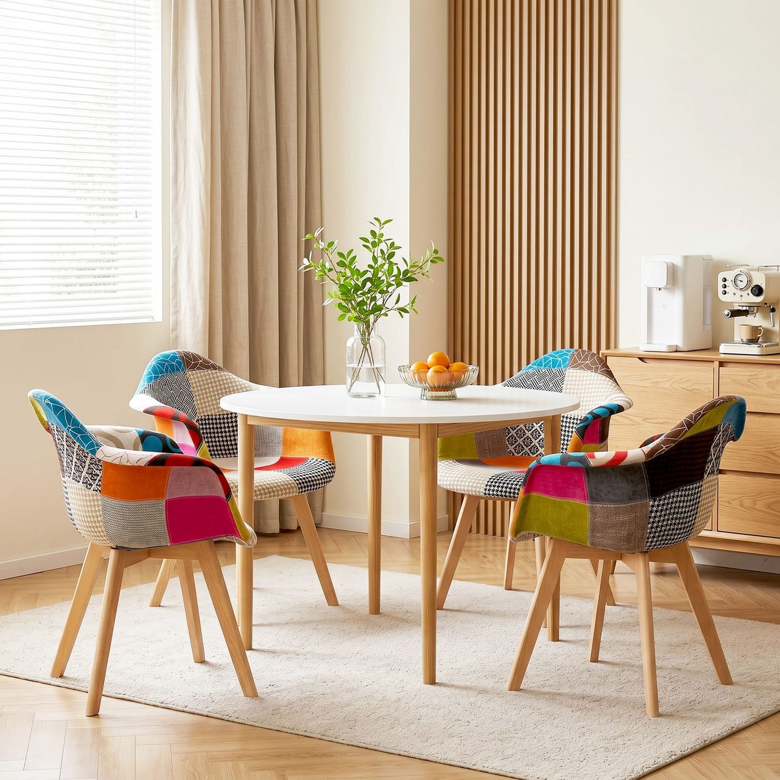 Round Dining Table Set White 49x42x84cm