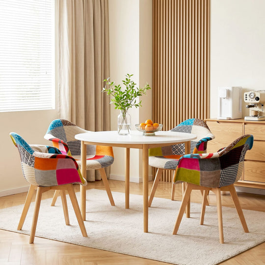 Round Dining Table Set White 49x42x84cm