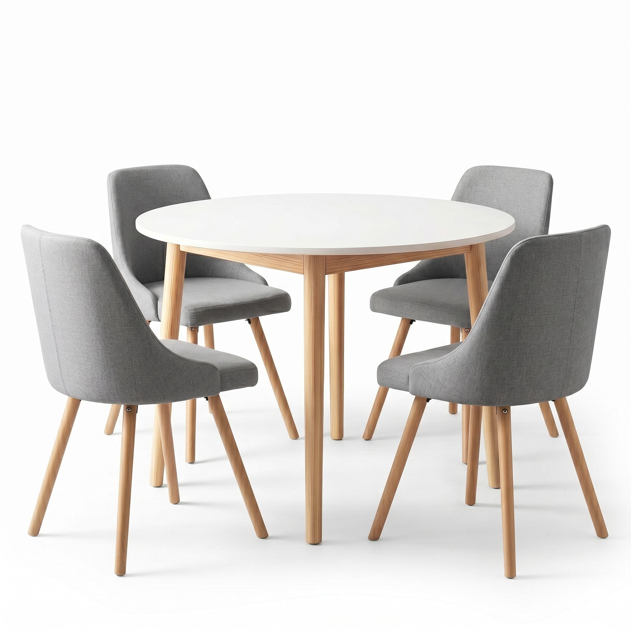 Round Dining Table Chairs Set 5pc White | Simpledeals