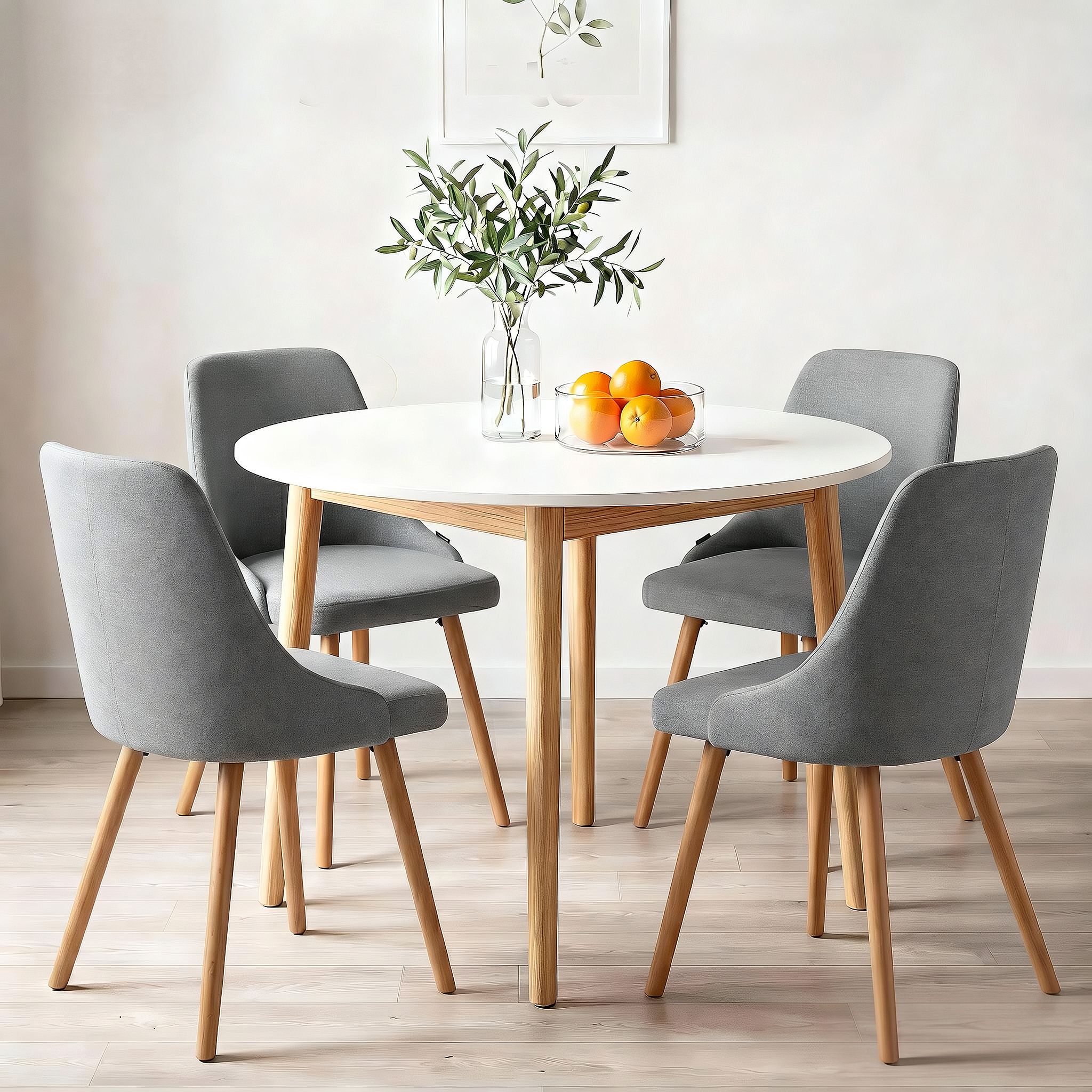 Round Dining Table Chairs Set 5pc White | Simpledeals