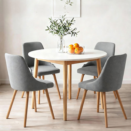 Round Dining Table Chairs Set 5pc White - Dining Set