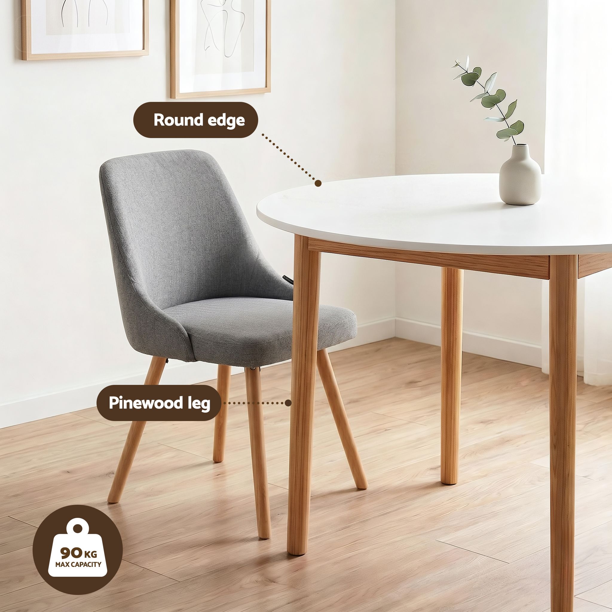 Round Dining Table Chairs Set 5pc White | Simpledeals