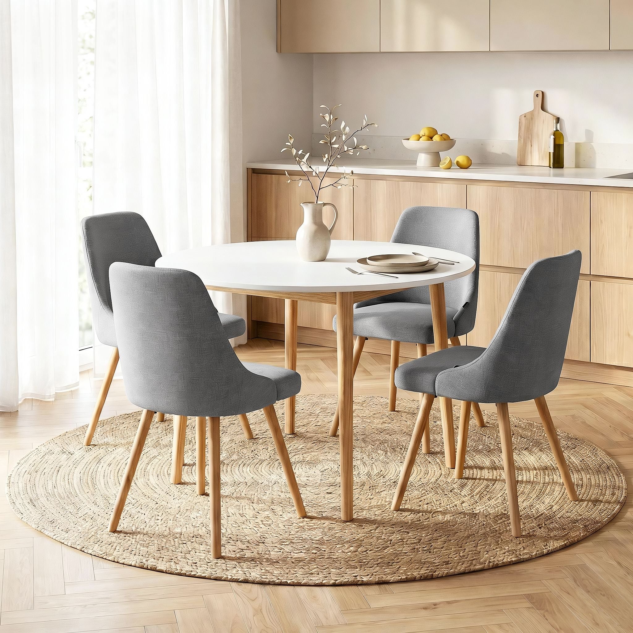 Round Dining Table Chairs Set 5pc White | Simpledeals