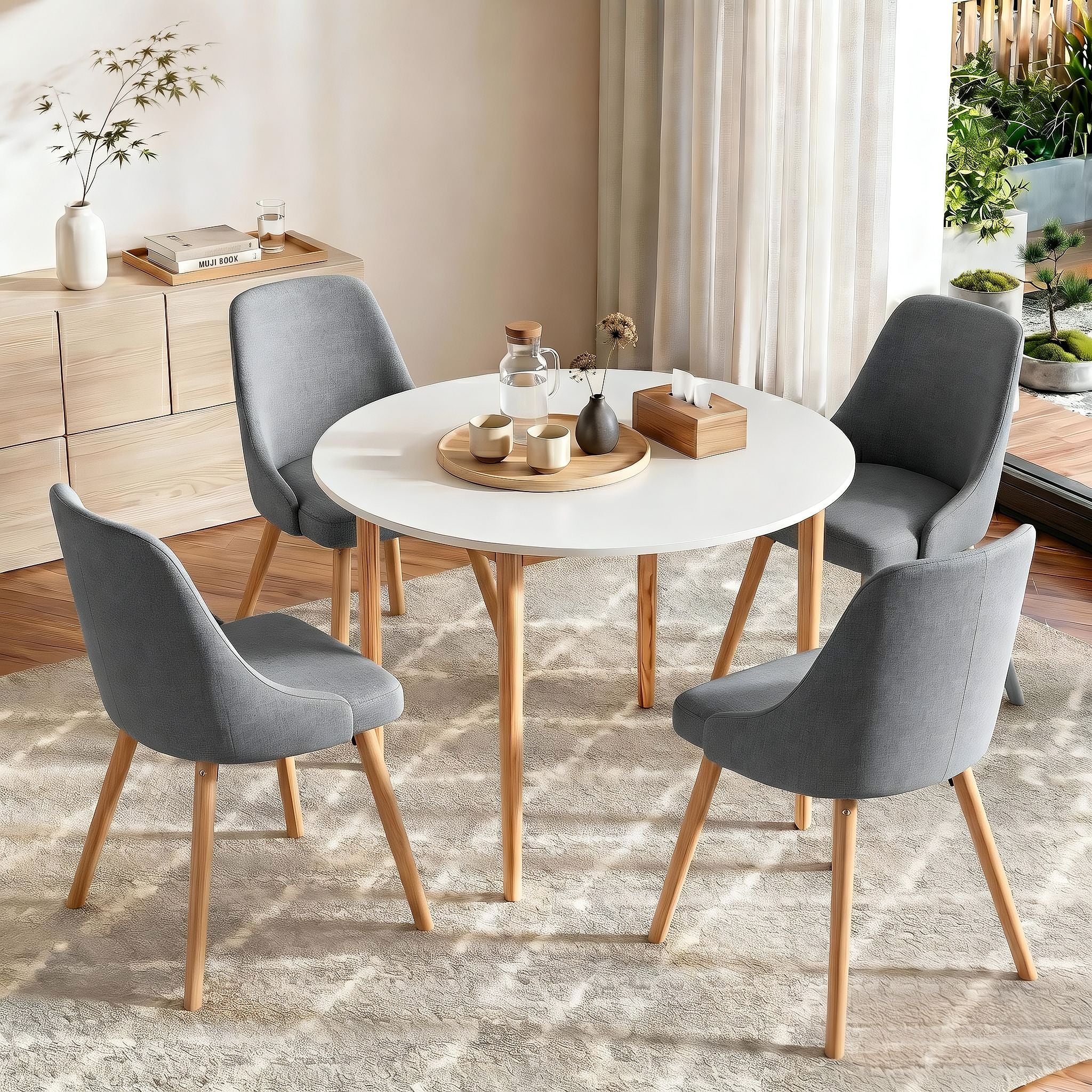 Round Dining Table Chairs Set 5pc White | Simpledeals