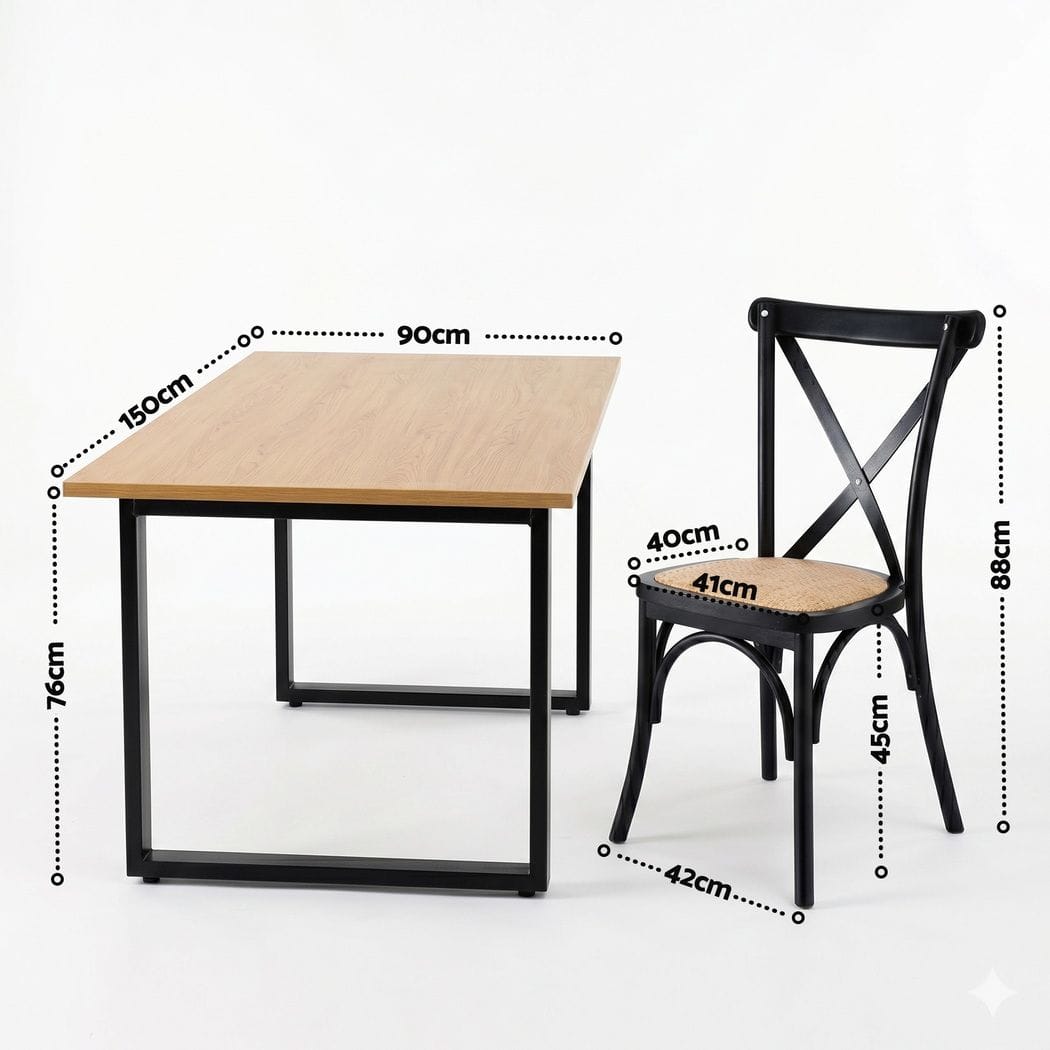 Dining Set Industrial Style 150x90cm