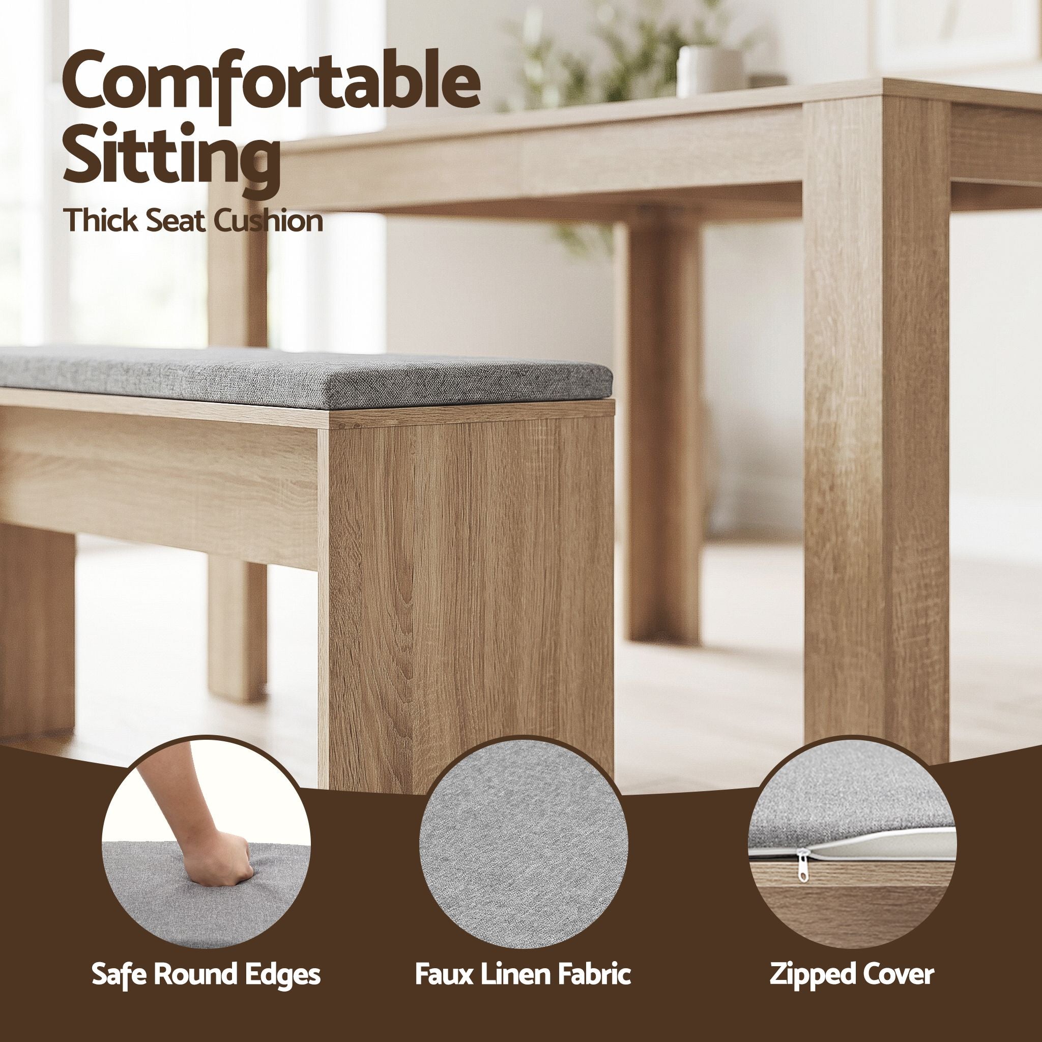 3 Piece Dining Set 120cm Oak Table Chairs | Simpledeals
