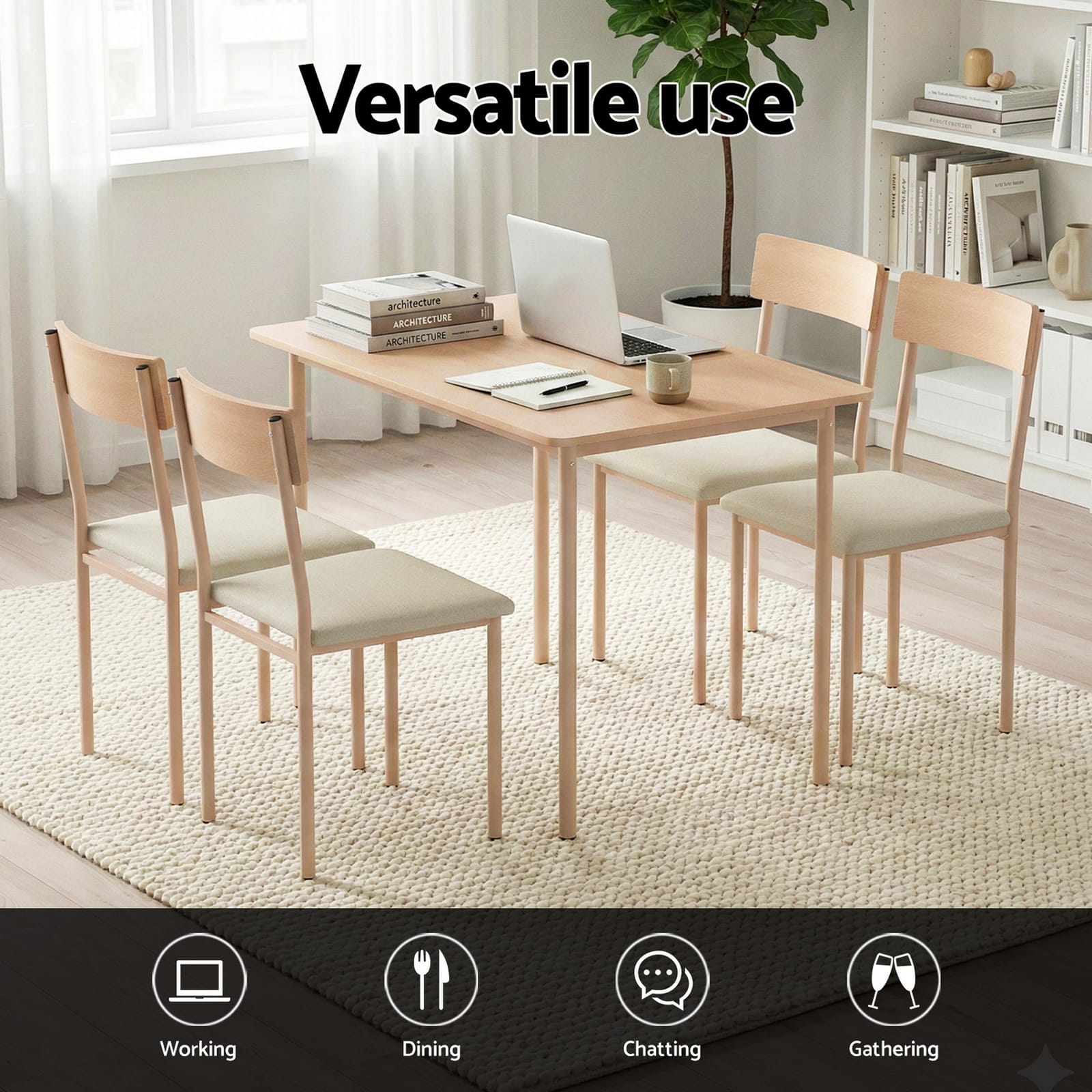 Dining Set Natural Teakwood 110x70x75cm