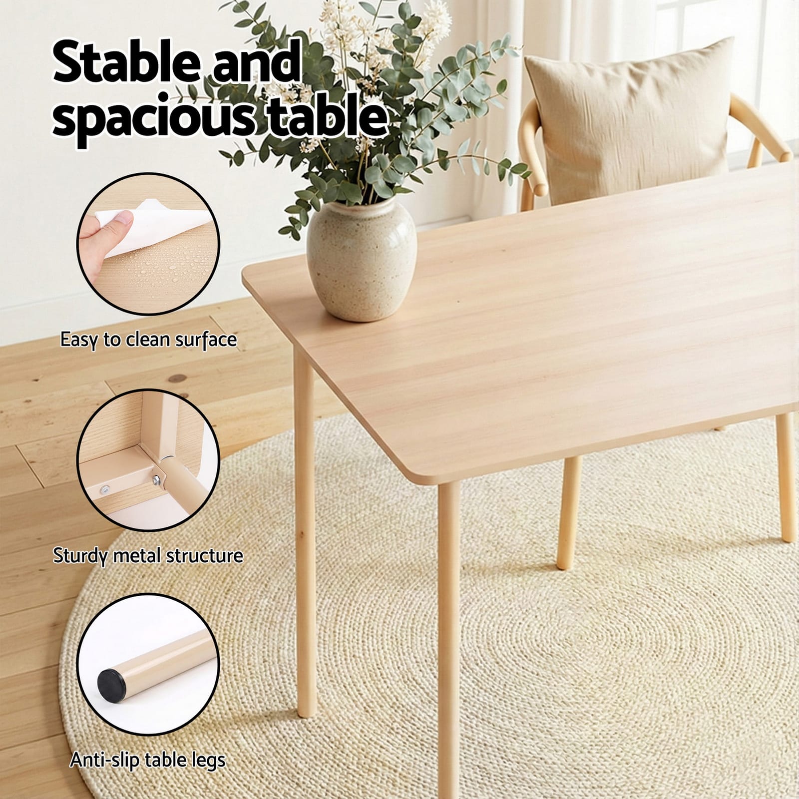 Dining Set Natural Teakwood 110x70x75cm
