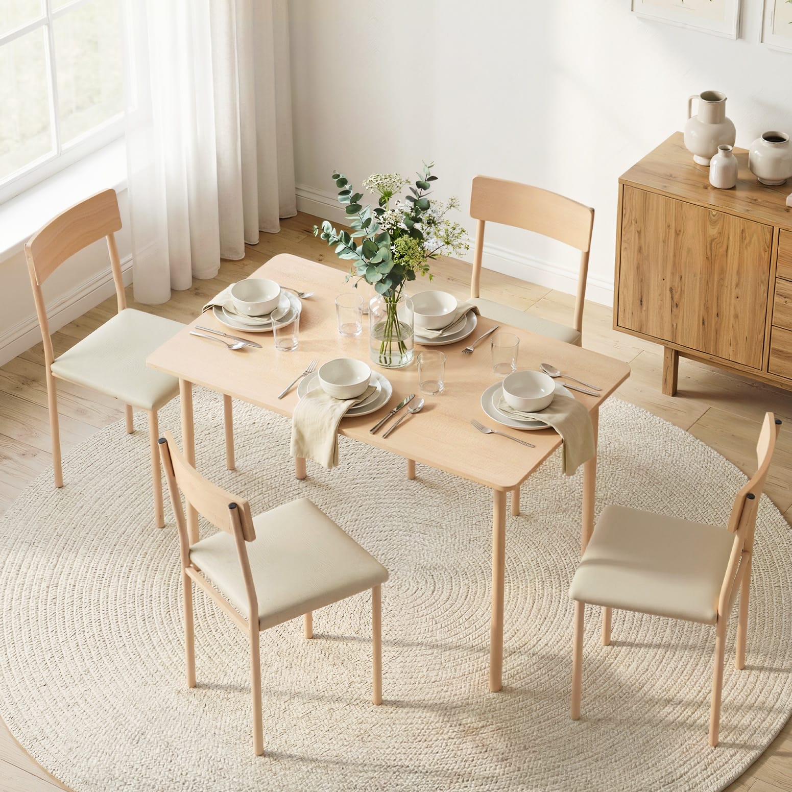 Dining Set Natural Teakwood 110x70x75cm