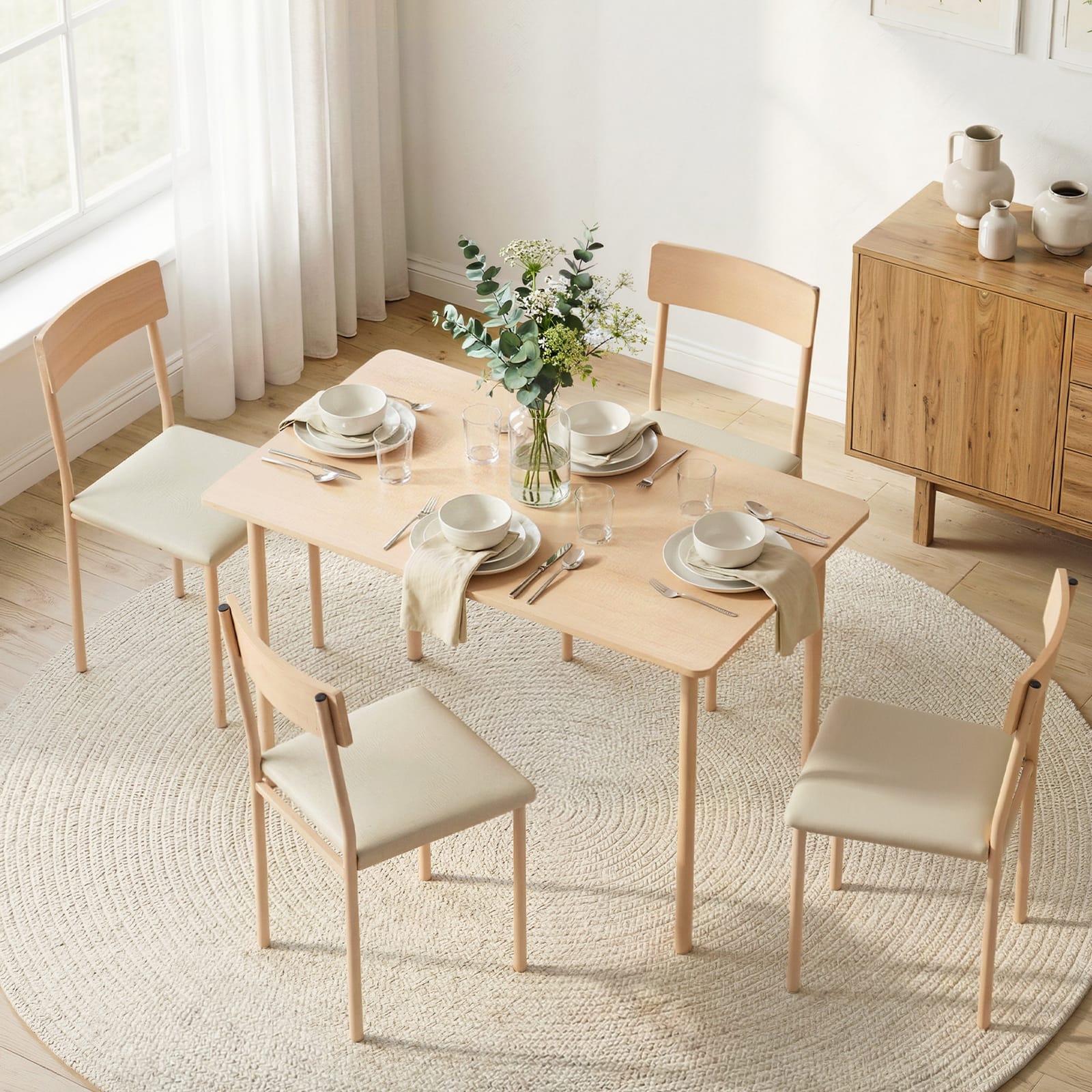 Dining Set Natural Teakwood 110x70x75cm